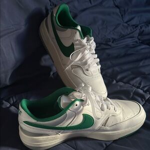Nike White and Green Retro-Inspired Sneakers